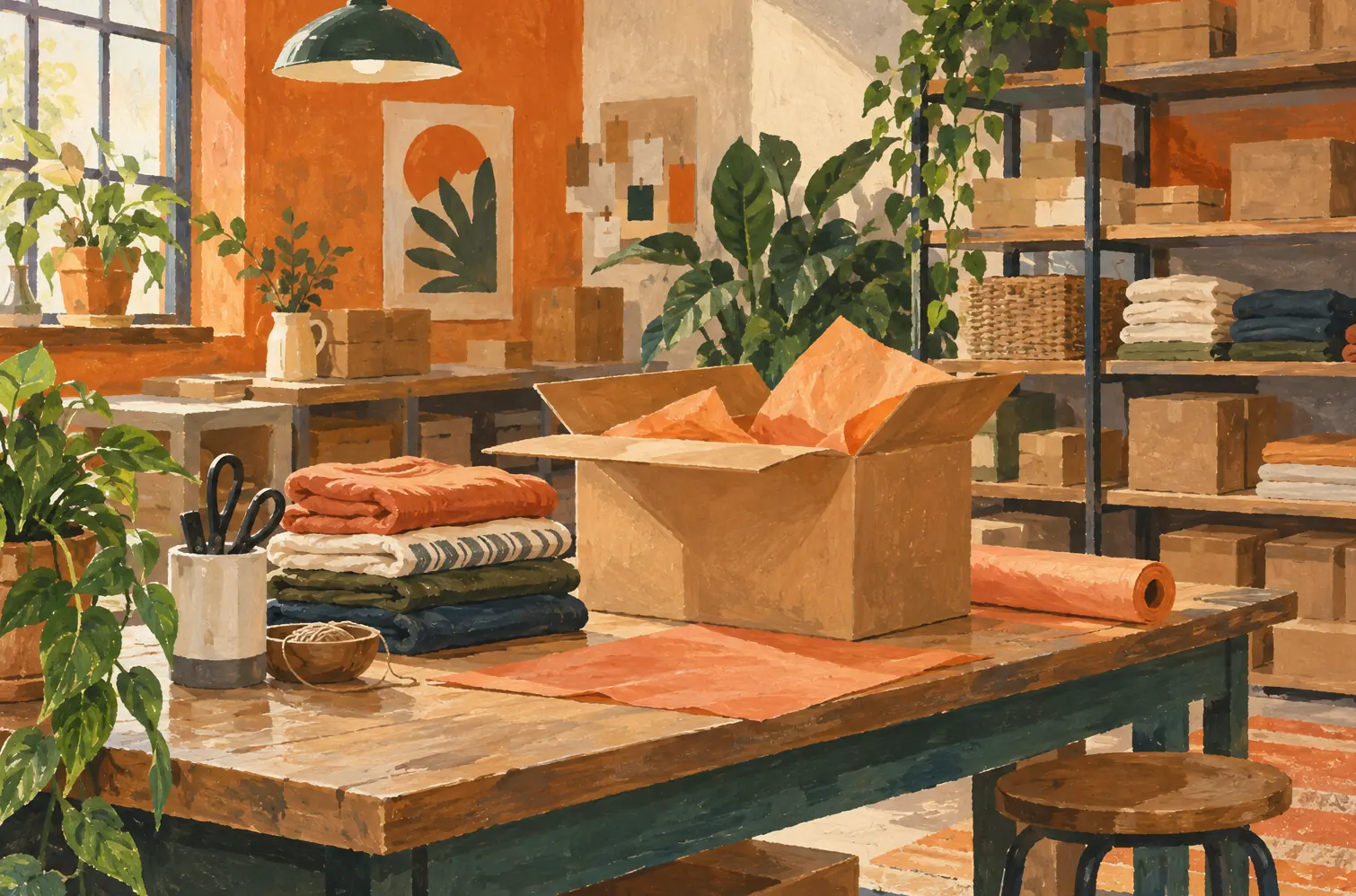 Illustration of online retail businesses and their working space